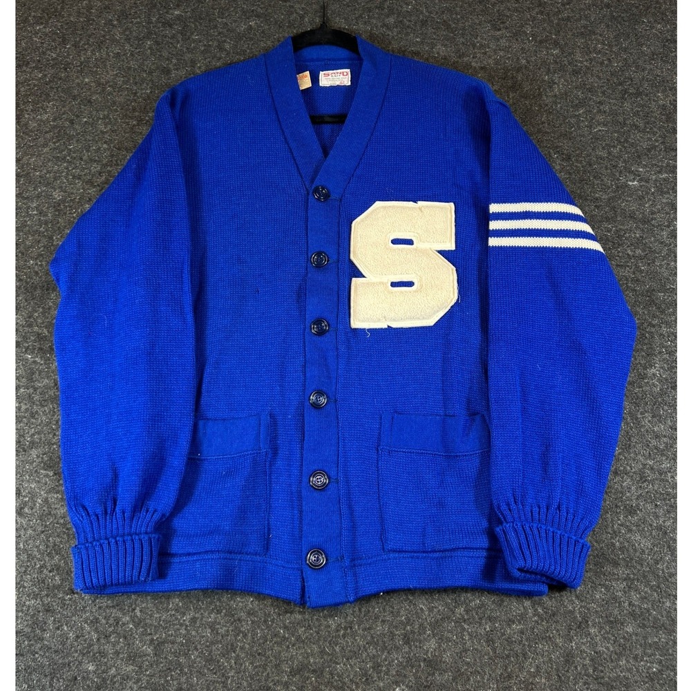 Vintage NWT Sand Knit Worsted Wool Varsity Letterman Sweater Shorewood Sz 42 40s - Picture 2 of 6